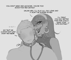 1boy 1girls bangs bdsm bedroom eyes black lipstick blush blushing cheating cheating — NTR hentai doujin