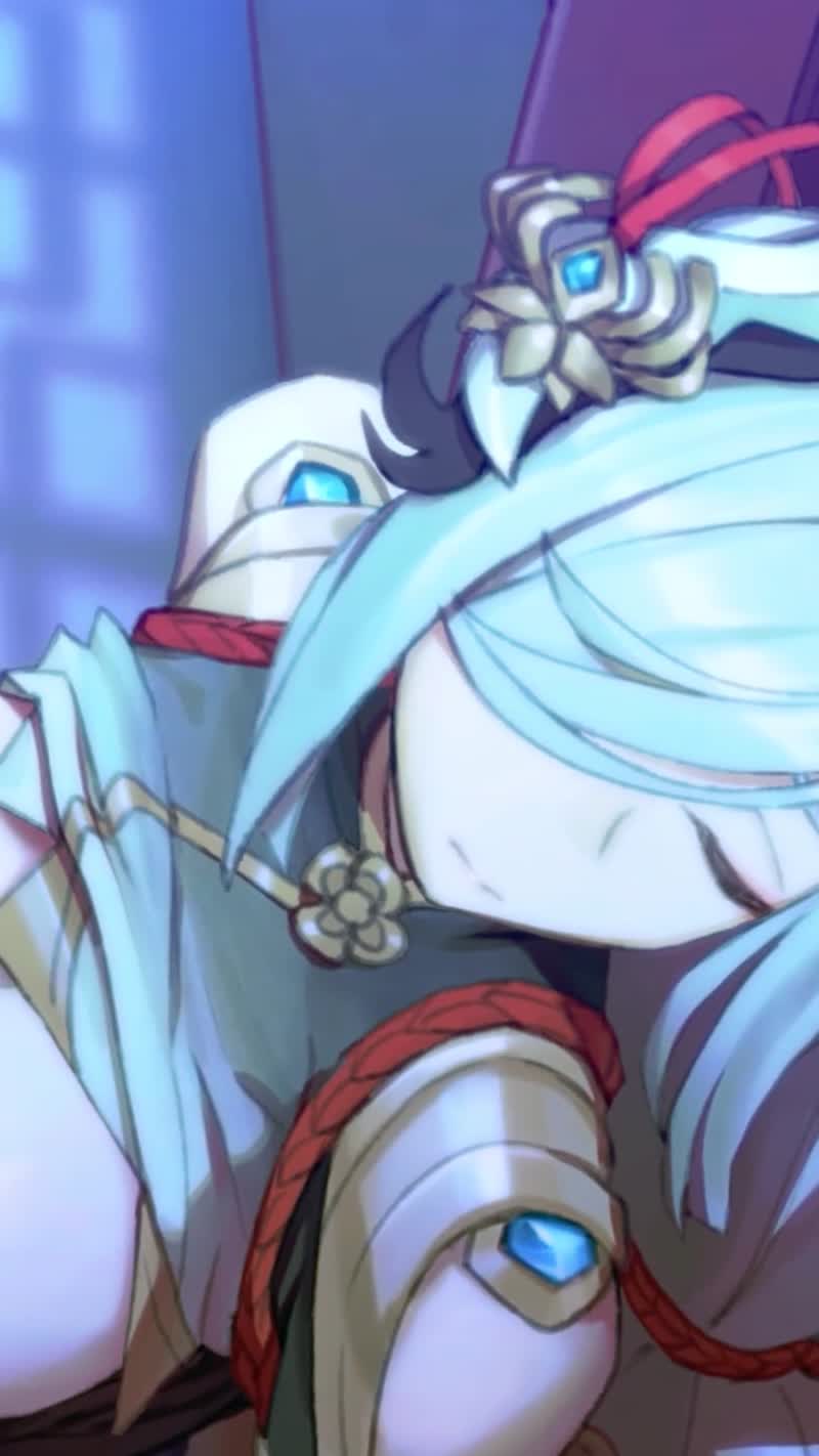 1boy 1girls 9:16 animated berg berg-yb blue hair bondage breast sucking breasts clothed — NTR hentai video