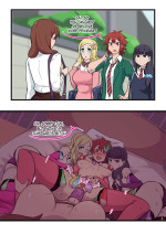 1futa 2koma 3girls aizawa tomo areolae big breasts big penis black hair blonde hair — NTR hentai doujin