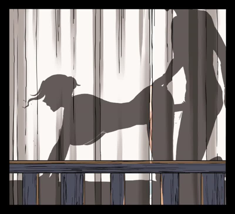 1boy 1girls 2d adult adult female all fours animated behind curtain bouncing breasts — NTR hentai video