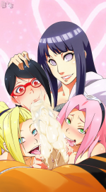 1boy 4girls age difference ahe gao assisted fellatio big penis black hair blonde hair — NTR hentai doujin