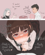 1boy 2girls age difference atlus baser guy blowjob blush cheating boyfriend cucked by — NTR hentai doujin