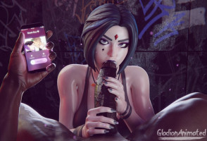 1boy 1girls 3d 3d (artwork) bare shoulders beast boy big penis black body black nail — NTR hentai doujin