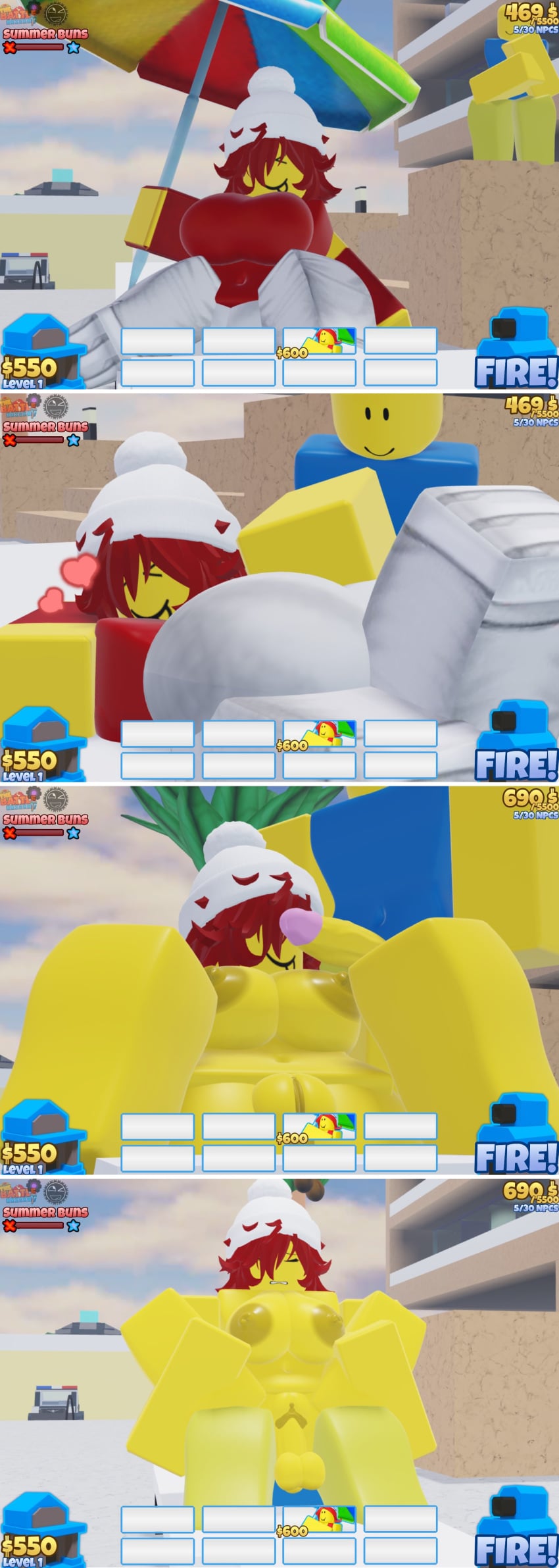 Noob & Noob (Roblox) Cartoon Porn – Areolae – Beach
