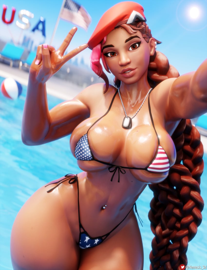 Sierra (4th Of July) Cartoon Porn – American Flag Bikini – Big Breasts