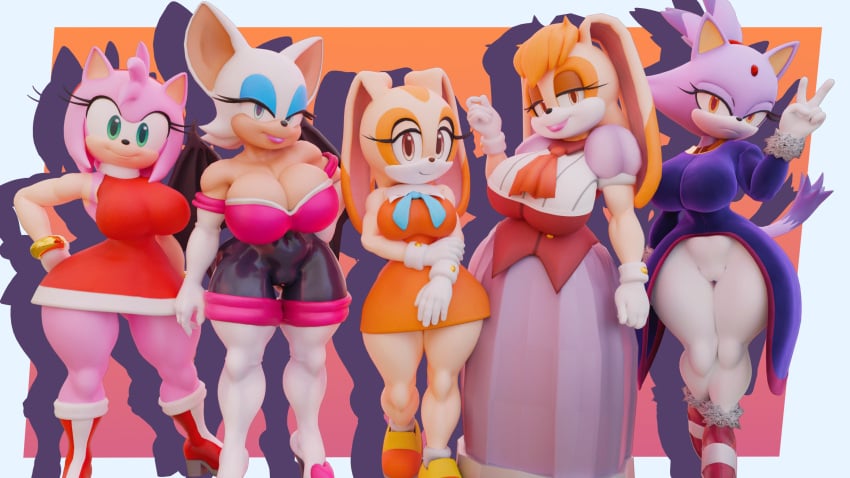 Amy Rose & Blaze The Cat (Sega) Cartoon Porn – Aged Up – Animal Ears