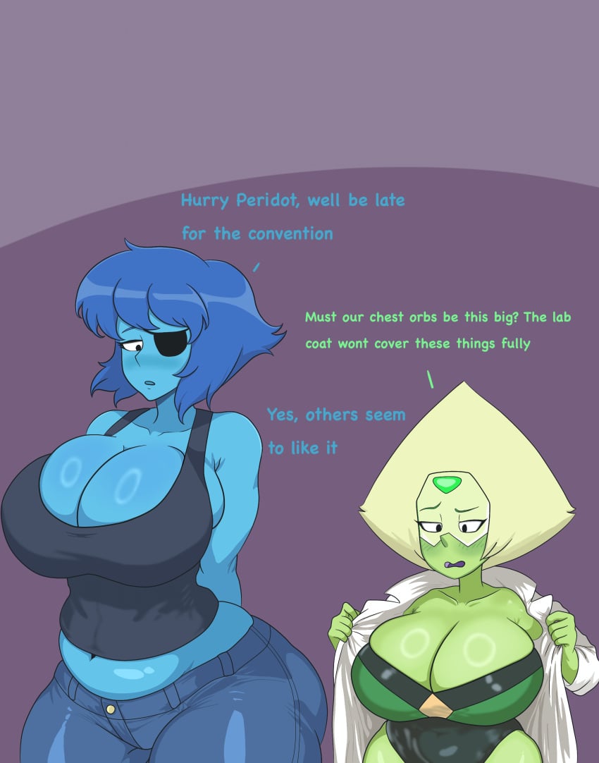 Alphys & Lapis Lazuli (Deltarune) Cartoon Porn – Blue Skin – Blushing